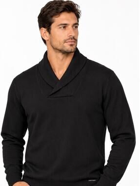 ARMANI EXCHANGE A|X BLACK 100% MERINO WOOL SHAWL COLLAR SWEATER MEN XXL